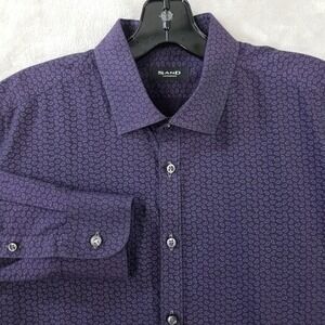 Sand Copenhagen Dress Shirt Men 42 100% Cotton Mini Paisley Long Sleeve Spread